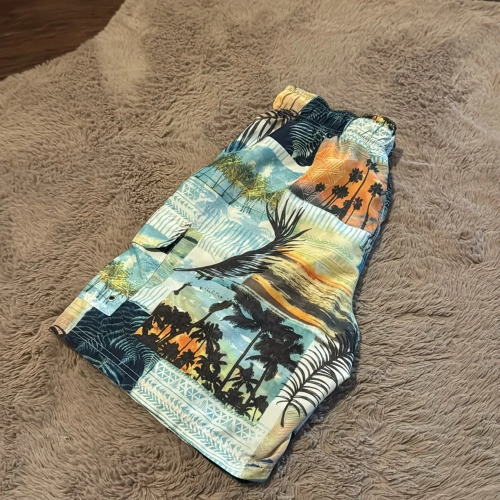 Croft & Barrow mens tropics swim trunks medium swimsuit shorts blue green orange - Picture 10 of 10